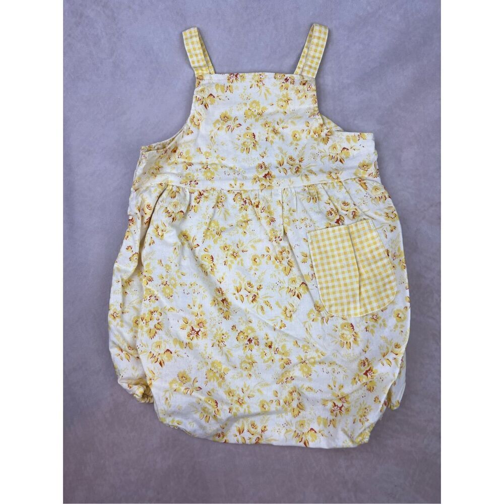 Vintage Yellow Floral Bubble Jumper Hushpuppies Size 12M 90s Y2K